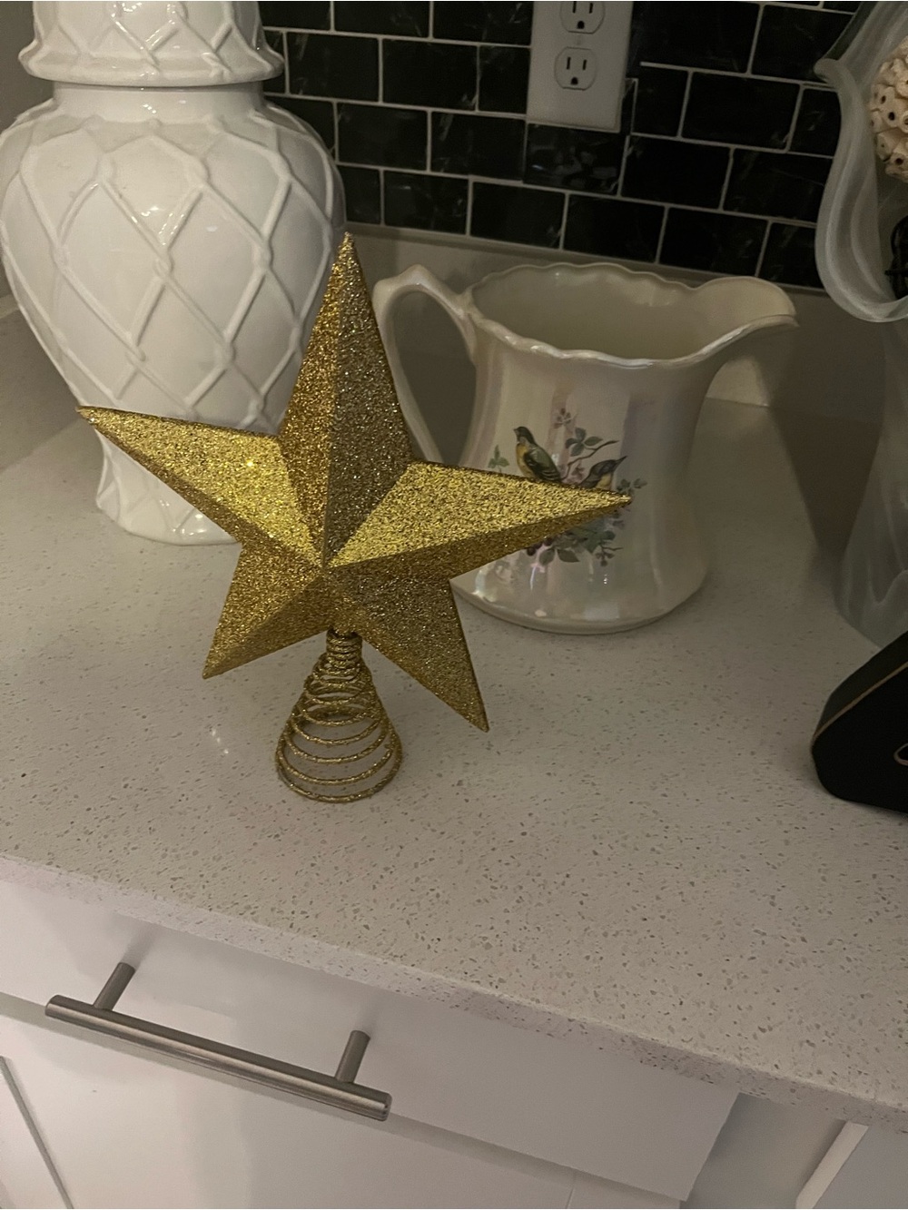 Gold Glitter Star Tree Topper by